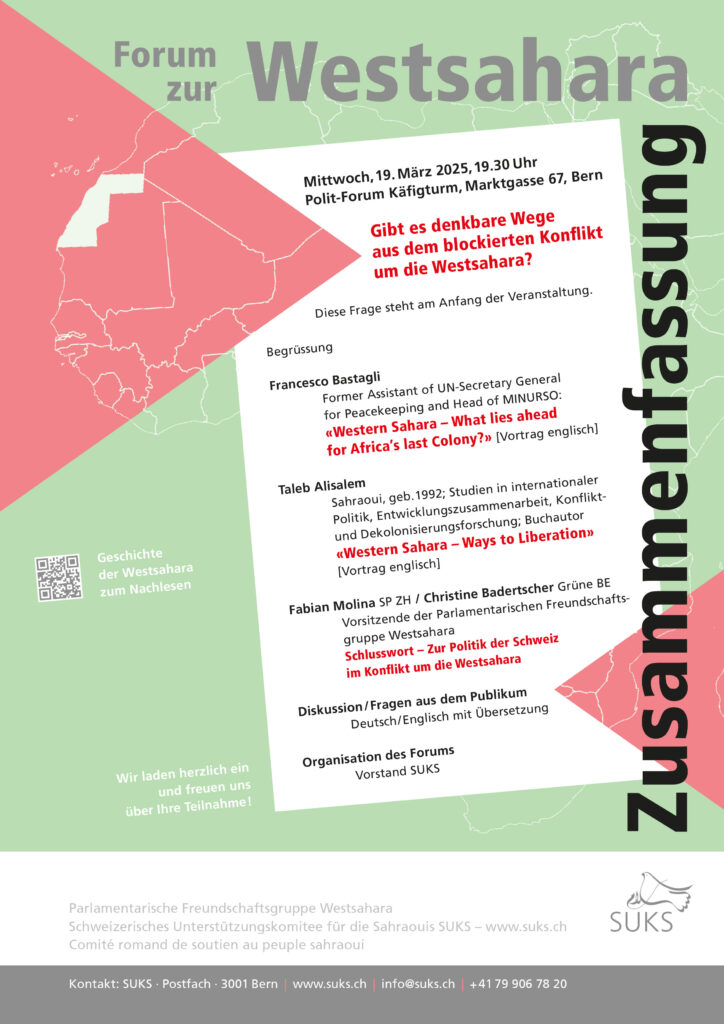 Lese-Tipp – Zusammenfassung «Forum zur Westsahara» vom 19.3.25